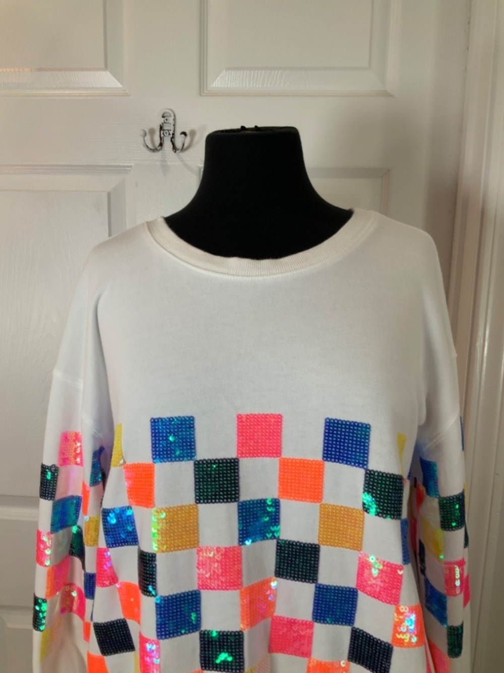 Fantastic Fawn Square Colorful Sequin Streetwear Party White Size Small - Picture 3 of 10